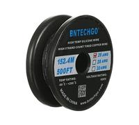 BNTECHGO Bobina de alambre de silicona de calibre 26 de 500 pies, color negro, flexible, 26 AWG, alambre de cobre estañado trenzado