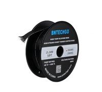 BNTECHGO Cable de cinta de silicona de calibre 26 flexible 10P negro de 50 pies, cable plano de 26 AWG, alambre de cobre estañado trenzado para RC, bricolaje, Arduino y cableado eléctrico