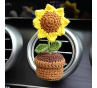 BNTR Difusor de salida de aire para coche, accesorio para decoración de calcetines, bonito ramo de flores de punto en maceta, elegante y creativo clip de ventilación de coche, bonito regalo (flor de