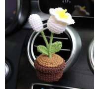 BNTR Difusor de salida de aire para coche, accesorio para decoración de calcetines, bonito ramo de flores de punto en maceta, elegante y creativo clip de ventilación de coche, bonito regalo (Lirio de