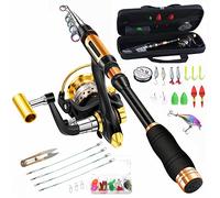 BNTTEAM Combo de caña giratoria y carrete telescópica de carbono 13BB, carrete de pesca, bolsa de señuelos, juego de ganchos para viajes, surf, agua salada y agua dulce