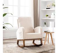 BNUZ Mid-Century - Mecedora suave de estilo moderno para habitación de los niños, respaldo alto acolchado, balancín acento para sala de estar. Dormitorio y adecuado para sala de estar. (beige)