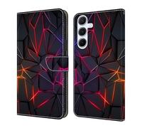 Bnvdfre Funda para Samsung Galaxy A14 5G/4G, funda de piel sintética con tapa magnética, resistente a los golpes, compartimento para tarjetas, funda de silicona con diseño de grieta roja