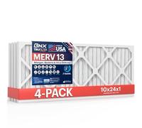 BNX TruFilter - Filtro de aire de 10 x 24 x 1 pulgadas MERV 13 (paquete de 4) - Fabricado en Estados Unidos - Filtros de aire acondicionado plisados electrostáticos HVAC AC para alergias, polen, moho,