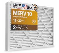 BNX TruFilter MERV 10 - Filtro de aire para horno de aire acondicionado, 16 x 20 x 1 pulgadas (paquete de 2) - Fabricado en Estados Unidos - Filtros plisados para aire acondicionado HVAC - Elimina