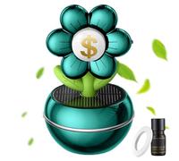 BnyHjir Ambientador solar para coche, difusor de aromaterapia con energía solar, diseño de flores, rotación de 360 grados, purificador de aire de aromaterapia, signo de riqueza para adultos