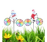 BnyHjir Estacas de molinete de jardín | Molinillo de viento impermeable para exteriores, 2X, estaca giratoria de jardín, decoración de patio, decoración de patio, Papá Noel, muñecos de nieve para