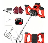 BNZCZY Mezclador de Cemento inalámbrico, agitador Manual Regulable de 6 velocidades con Doble empuñadura, Varilla mezcladora M14 para mortero, lechada, Yeso, hormigón, Pintura(Size:C01,Color:Rojo)