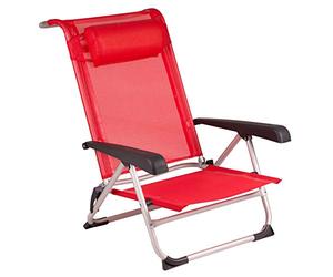 Bo-Camp Aluminium Deluxe, Silla De Playa Unisex, Rojo (Red), 62 X 20 X 74 Cm