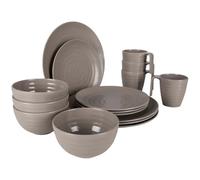 BO-CAMP BC Vajilla piedra 16P melami beige para campistas y outdoor, para comodidad y practicidad al aire libre