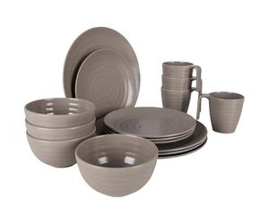 BO-CAMP BC Vajilla piedra 16P melami beige para campistas y outdoor, para comodidad y practicidad al aire libre