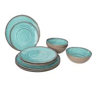 Bo-Camp - Vajilla - 100% melamina - 12 Piezas - Halo - Agua/Terracota
