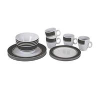 Bo-Camp Vajilla de melamina de 16 Piezas, Gris Blanco