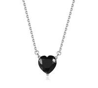 Bo&Pao Collar para Mujer de Plata de Ley 925 con Colgante de Corazón, 45 cm, ajustable