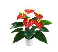 Bo Wawa 2 racimos de plantas artificiales de anturio verde, flores falsas para decoración del hogar y exteriores, 19 pulgadas