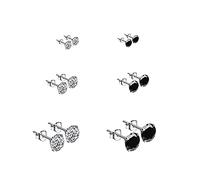 Bo Win 6 Pares Pendientes de Plata de Ley 925 Unisex Pendiente con Circonita Cúbica Diamante Pendientes Plata Hombre Pendientes Negro Pendientes Mujer Pendientes para Hombre Mujer Niña