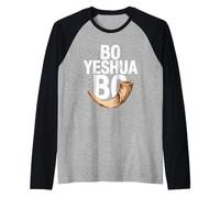 Bo Yeshua Bo Shofar Fe Profética Camiseta Manga Raglan