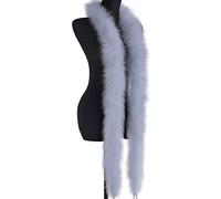 Boa de plumas de 2 m, color gris plateado, bufanda de plumas naturales, boas de plumas esponjosas, accesorios de fiesta para boda, fiesta, cosplay, disfraz de baile