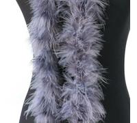 Boa de plumas de 2 m, tira de plumas esponjosas sobre cinta, para manualidades, disfraces, bodas, fiestas, decoración, ropa, costura y telas (gris)