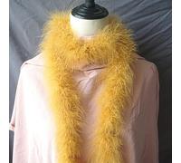 Boa de plumas de aprox. 2 m, color liso, plumas, accesorio para disfraz, tiras de plumas, decoración para bodas, carnaval, Halloween, fiesta temática, fiesta de té, dorado