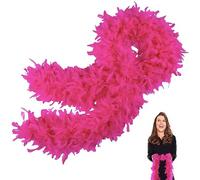 Boa de plumas de color rojo rosado, para mujer y niña, 80 g, 2 m, 2 m, color rojo rosado, para carnaval en la calle, fiesta de cumpleaños, conciertos, carnaval, decoración de mesa, Halloween, fiesta