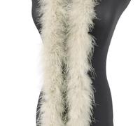 Boa de plumas de pavo, 2 m, 8 cm, plumas, para árbol de Navidad, boda, manualidades, carnaval o fiesta de los años 20, decoración, aprox. 15 g, color beige