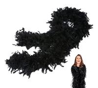 Boa de plumas negras para mujer y niña, 80 g, 2 m, 2 m, color negro, para carnaval en la calle, fiesta de cumpleaños, conciertos, carnaval, decoración de mesa, Halloween, fiesta de Navidad
