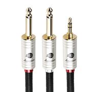 BOAACOUSTIC JIB Cable Audio 3.5mm a Doble 6.35mm Mono Audiófila 4N OFC Cable Y 1/8" TRS Jack a 2 x 1/4", Cable estéreo macho a 2 machos para Teléfonos móviles Ordenadores Mezcladores Monitores 1m