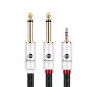 BOAACOUSTIC JIB Cable Audio 3.5mm a Doble 6.35mm Mono Audiófila 4N OFC Cable Y 1/8" TRS Jack a 2 x 1/4", Cable estéreo macho a 2 machos para Teléfonos móviles Ordenadores Mezcladores Monitores 2m