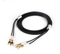 BOAACOUSTIC JIB Cable de Altavoz Audiophiles HiFi,4N OFC Cable de altavoces 16 AWG Conector Convertible Banana Spade Chapado en Oro (1.5m,1 Cable,Negro)