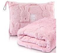 BOACAY Manta de Viaje para Niños Pequeños para Avión, Automóvil - Suave Manta para Niños para el Cuidado Diurno - Almohada para Niñas, Niños con Clip para Mochila, Manga para Equipaje