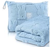 BOACAY Manta de Viaje para Niños Pequeños para Avión, Automóvil - Suave Manta para Niños para el Cuidado Diurno - Almohada para Niñas, Niños con Clip para Mochila, Manga para Equipaje