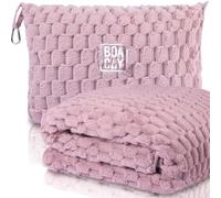 BOACAY Manta de Viaje Plegable para Avión, Automóvil - Manta de Oficina Compacta - Almohada Portátil para Adultos, Niños con Funda, Manga para Equipaje, Clip para Mochila