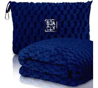 BOACAY Manta de Viaje Plegable para Avión, Automóvil - Manta de Oficina Compacta - Almohada Portátil para Adultos, Niños con Funda, Manga para Equipaje, Clip para Mochila