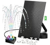 Boadw Fuente Solar para Exteriores 10W con batería 2200mAh -Bomba de Estanque Solar, Ideal para abrevadero de pájaros, pequeño Estanque y Juegos de Agua - 10 Estilos de Chorro y 8 LED de Colores