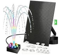 Boadw Fuente Solar para Exteriores 8W con batería 1800mAh -Bomba de Estanque Solar, Ideal para abrevadero de pájaros, pequeño Estanque y Juegos de Agua - 10 Estilos de Chorro y 8 LED de Colores