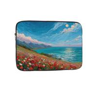 BOAIHH Bolsa ligera para computadora, exquisito estampado de rosas junto al mar, adecuada para viajes de negocios, trabajo, desplazamientos, Black, 13 inch