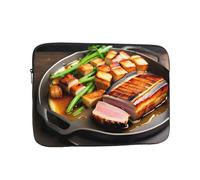 BOAIHH Bolsa ligera para computadora, exquisito patrón de carne a la parrilla, adecuada para viajes de negocios, trabajo, desplazamientos, Black, 10 inch