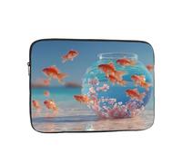 BOAIHH Bolsa ligera para computadora, exquisito patrón de impresión de natación Sakura, adecuada para viajes de negocios, trabajo, desplazamientos, Black, 12 inch