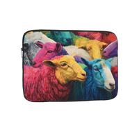 BOAIHH Bolsa ligera para computadora, exquisito patrón de impresión de ovejas de varios colores, adecuada para viajes de negocios, trabajo, desplazamientos, Black, 17 inch