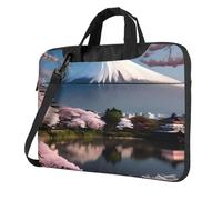 BOAIHH Bolsa ligera para portátil con diseño moderno de Monte Fuji a principios de primavera, hermoso y simple para viajes de negocios y oficina, Black, 14 inch