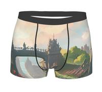 BOAIHH Calzoncillos tipo bóxer para hombre, diseño estampado de puerta del castillo, suave, cómodo, ligero, transpirable con elasticidad, Negro, M