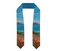 BOAIHH Chal de graduación de ángulo plano de 72 pulgadas para una impresión única de rosas junto al mar, accesorio plegable suave y cómodo