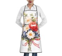 BOAIHH Delantal multifuncional de banderas y flores, cómodo protector y resistente al aceite, adecuado para varios lugares de catering