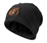 BOAIHH Gorro de punto con estampado The Lion's Gaze de moda de invierno, gorro negro suave y transpirable, accesorios versátiles unisex, Negro, Talla única