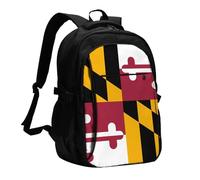 BOAIHH Mochila de gran capacidad con diseño de bandera del estado de Maryland, compartimento independiente para computadora, alivio de presión, trabajo