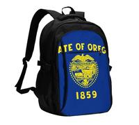 BOAIHH Mochila de gran capacidad con diseño de bandera del estado de Oregon, compartimento independiente para computadora, alivio de presión, trabajo