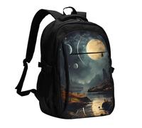 BOAIHH Moon Stars and Planets - Mochila de gran capacidad con compartimento independiente para computadora, diseño de alivio de presión, trabajo