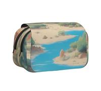 BOAIHH Oasis in The Desert - Estuche de doble concha para bolígrafos, impresión de ancho completo, adecuado para bocetos, viajes y escuela