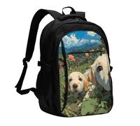 BOAIHH Puppies Playing On The Lawn Mochila de gran capacidad con compartimento independiente para el ordenador con diseño de alivio de presión